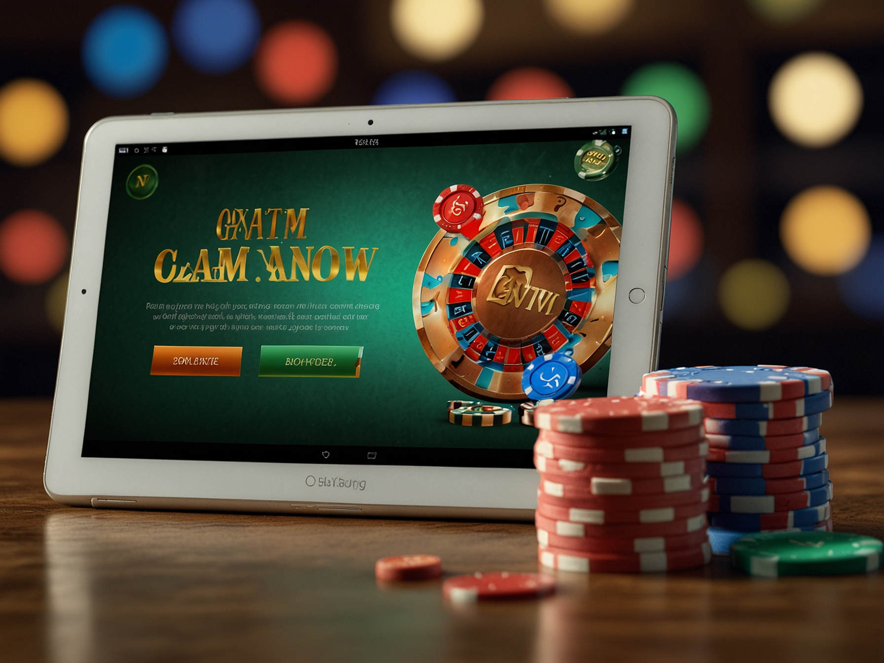 Bonus claim banner with chips and tickets