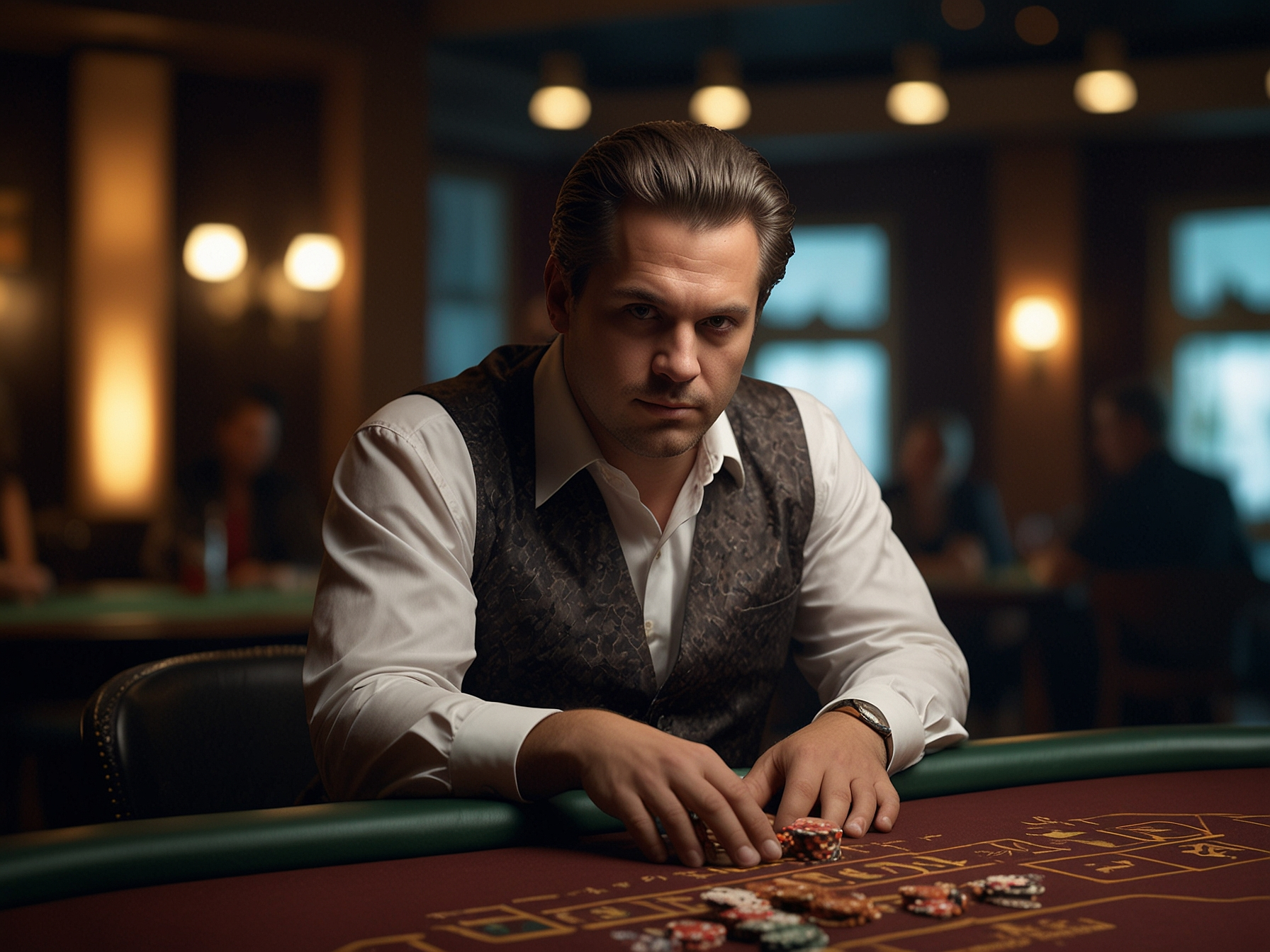 Live casino table image with dealer and cards